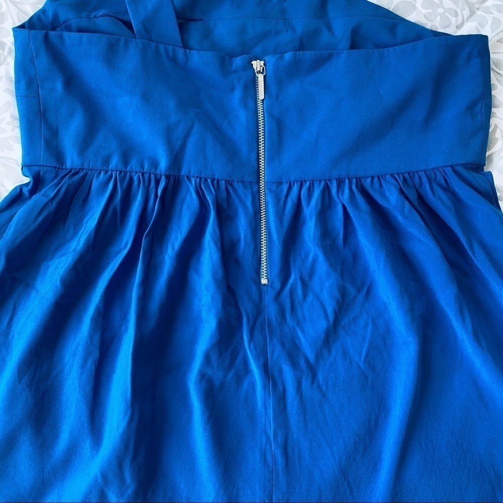 Nicole Miller Blue Silk Top One Shoulder NWOT - Picture 4 of 9